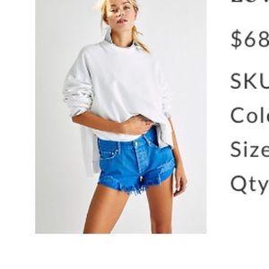 Free People Good Vibrations Electric Blue Denim Shorts size 24